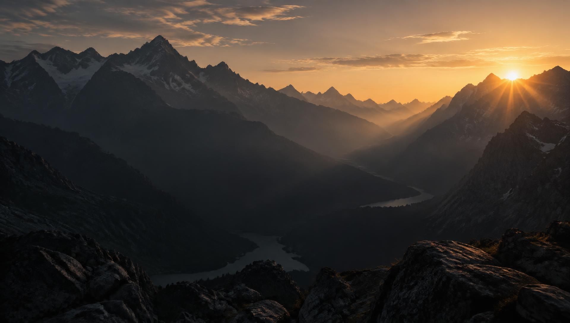 Mountain peaks at sunrise